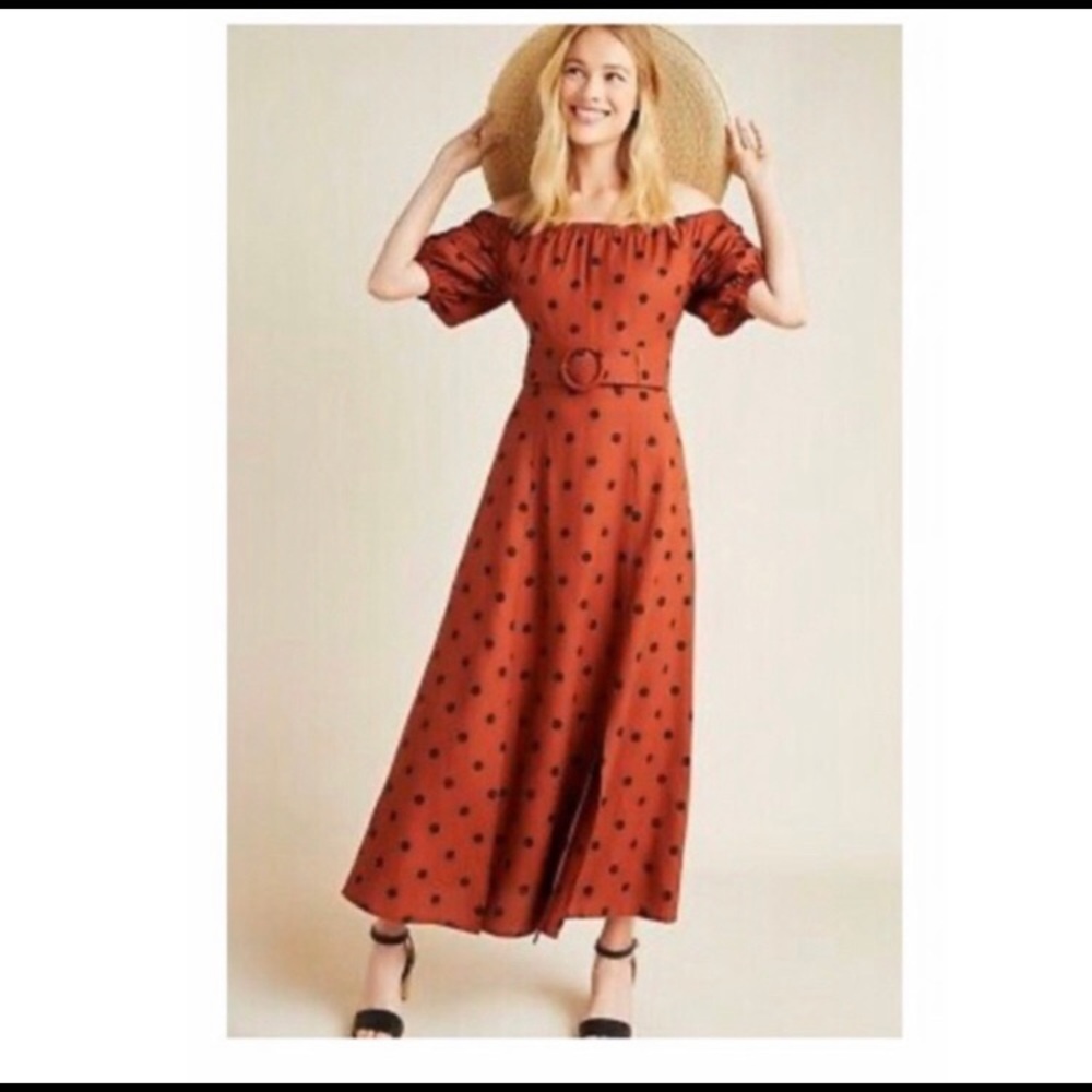 Anthropologie Maeve Lucienne Off-The-Shoulder Maxi Dress size 4